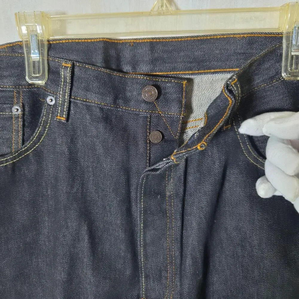 Levis 501 Jeans Mens 40x34 Dark Wash Blue Denim Straight Regular Fit Button Fly